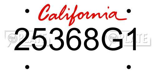25368G1 California License Plate