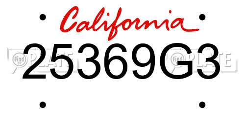 25369G3 California License Plate
