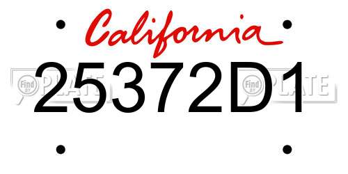 25372D1 California License Plate