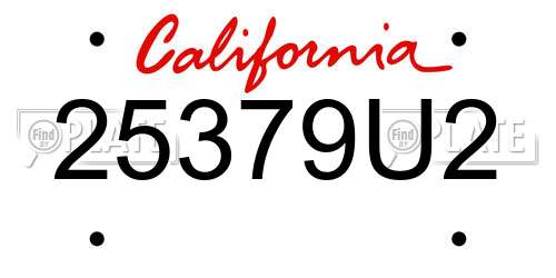 25379U2 California License Plate