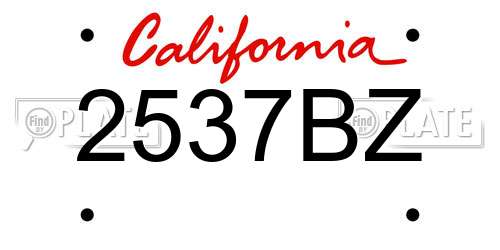 2537BZ California License Plate