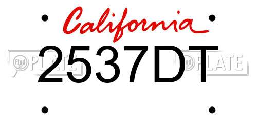 2537DT California License Plate