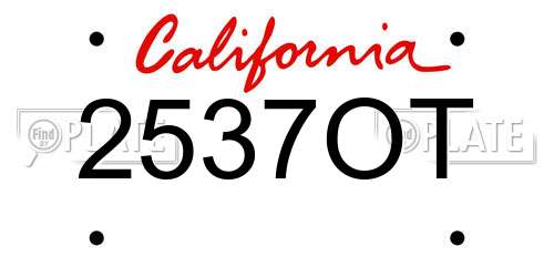 2537OT California License Plate