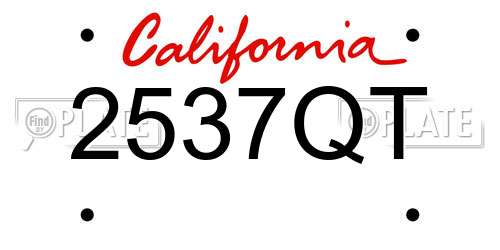 2537QT California License Plate