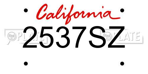 2537SZ California License Plate