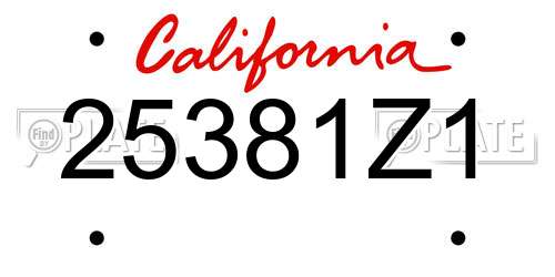 25381Z1 California License Plate