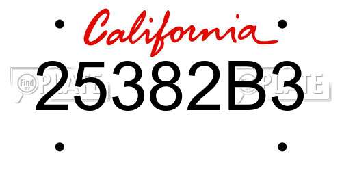 25382B3 California License Plate