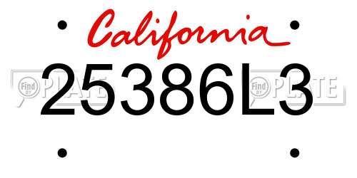 25386L3 California License Plate