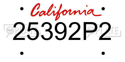 25392P2 California License Plate