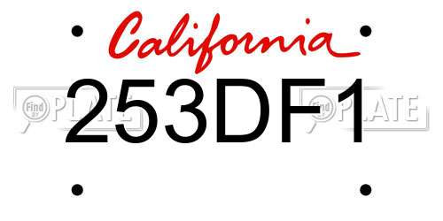 253DF1 California License Plate
