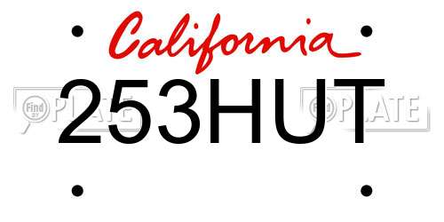 253HUT California License Plate
