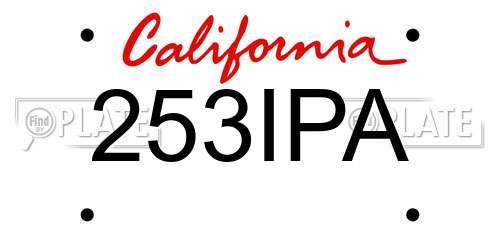 253IPA California License Plate