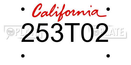 253T02 California License Plate