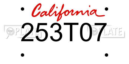 253T07 California License Plate