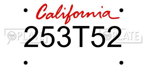 253T52 California License Plate