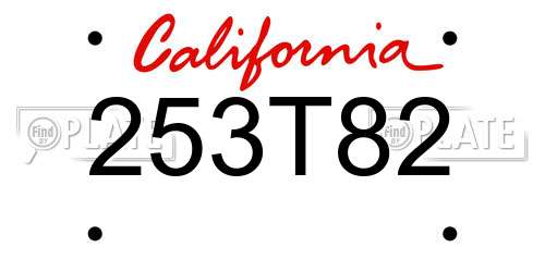 253T82 California License Plate