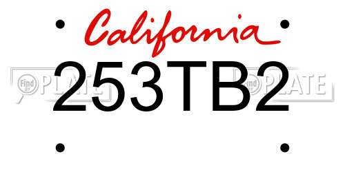 253TB2 California License Plate