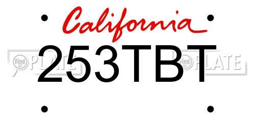 253TBT California License Plate