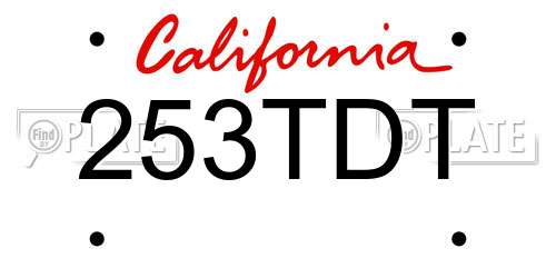 253TDT California License Plate