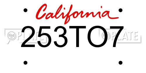 253TO7 California License Plate