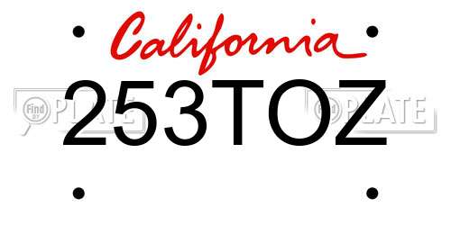253TOZ California License Plate