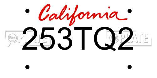 253TQ2 California License Plate