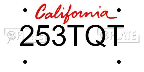 253TQT California License Plate