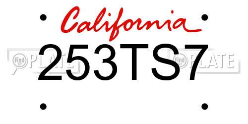 253TS7 California License Plate