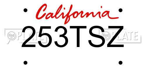 253TSZ California License Plate