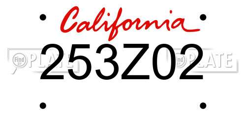 253Z02 California License Plate