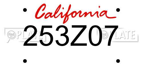 253Z07 California License Plate