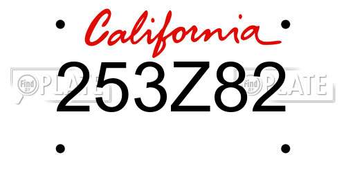 253Z82 California License Plate