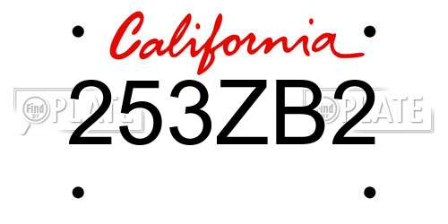 253ZB2 California License Plate