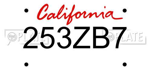253ZB7 California License Plate