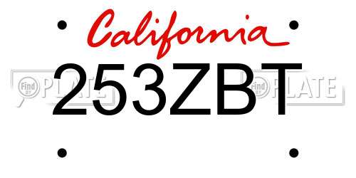 253ZBT California License Plate