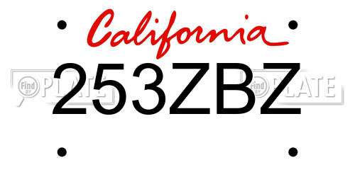 253ZBZ California License Plate