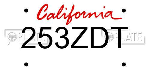 253ZDT California License Plate