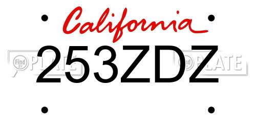253ZDZ California License Plate