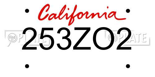 253ZO2 California License Plate