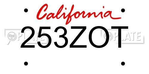 253ZOT California License Plate