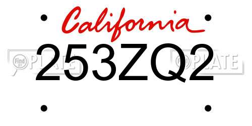 253ZQ2 California License Plate