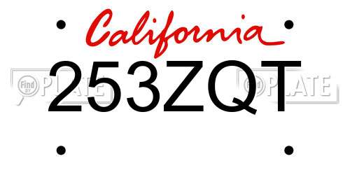 253ZQT California License Plate
