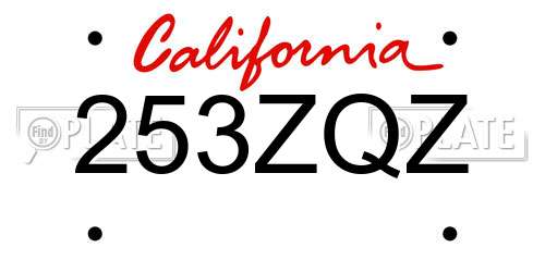 253ZQZ California License Plate