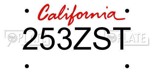 253ZST California License Plate