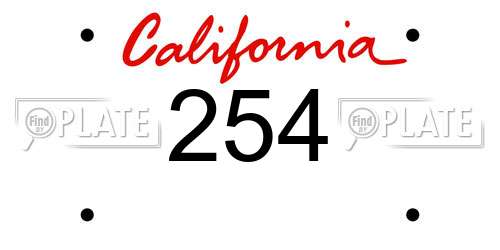254 California License Plate