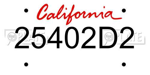 25402D2 California License Plate