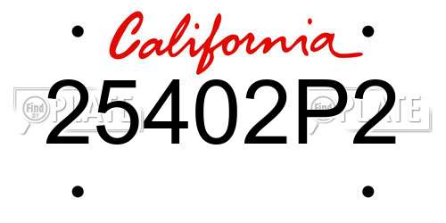 25402P2 California License Plate
