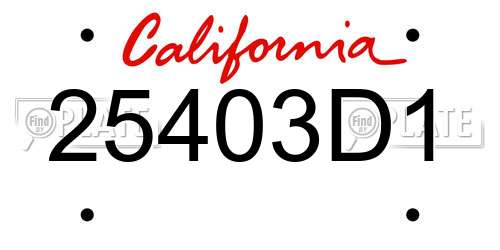 25403D1 California License Plate