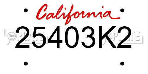 25403K2 California License Plate