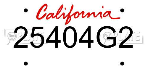 25404G2 California License Plate